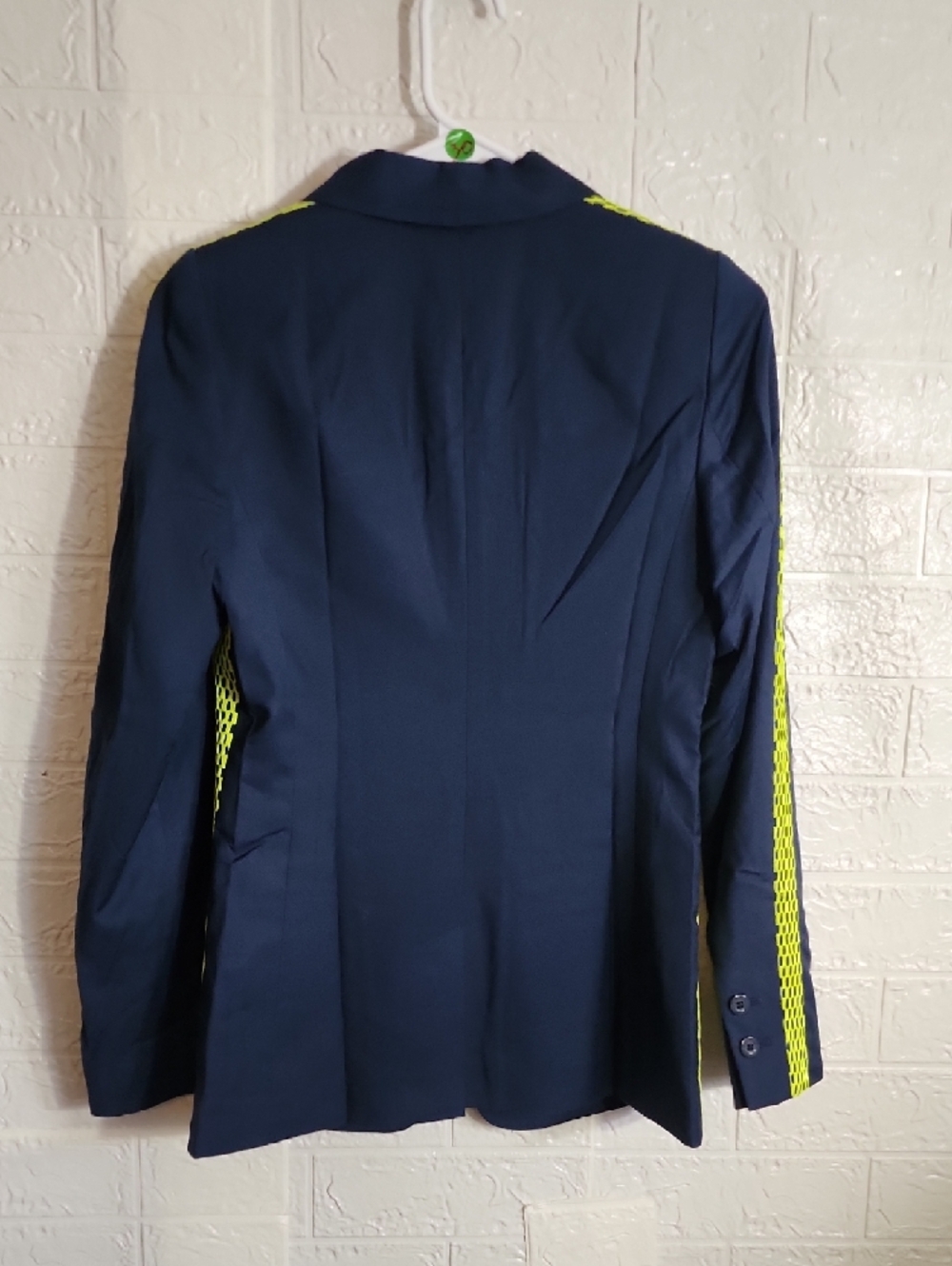 Wildfang Navy Blazer with Neon Green Stripe - Picture 6 of 7